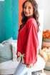 Exposed Seam Bow Patch Crew Neck Sweatshirt