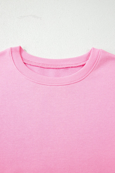Exposed Seam Bow Patch Crew Neck Sweatshirt