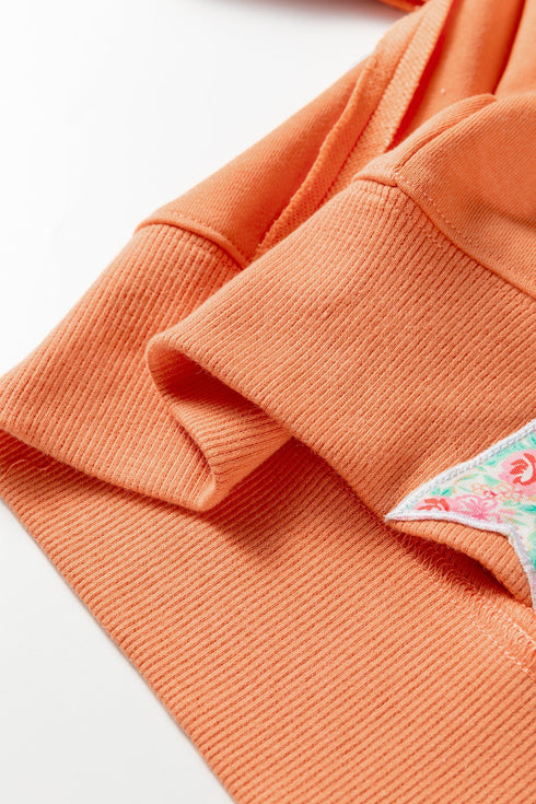 Exposed Seam Bow Patch Crew Neck Sweatshirt