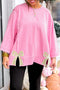 Exposed Seam Bow Patch Crew Neck Sweatshirt