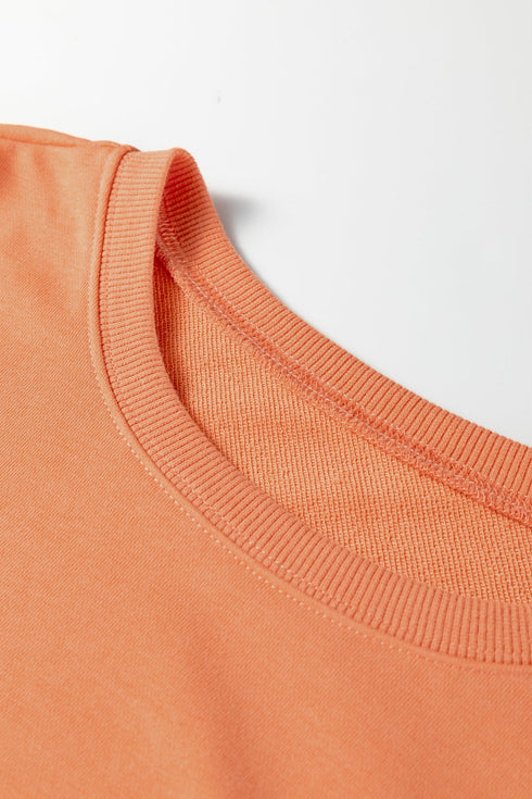 Exposed Seam Bow Patch Crew Neck Sweatshirt