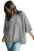 Exposed Seam Chest Pocket Split Loose T Shirt