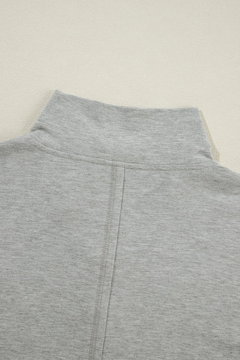 Exposed Seam Collared Pocketed Loose Sweatshirt