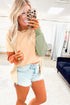 Exposed Seam Color Block Long Sleeve Crew Neck Top