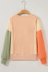 Exposed Seam Color Block Long Sleeve Crew Neck Top