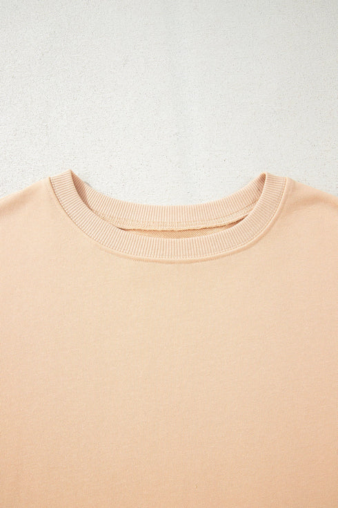 Exposed Seam Color Block Long Sleeve Crew Neck Top