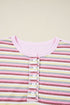 Exposed Seam Colorblock Striped Patchwork Henley Drop Shoulder Sweatshirt