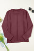 Exposed Seam Crew Neck Relaxed Pullover Long Sleeve Top