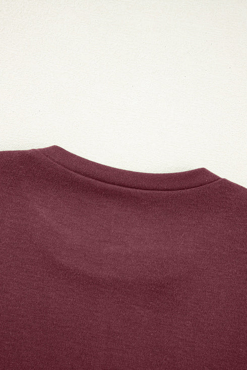 Exposed Seam Crew Neck Relaxed Pullover Long Sleeve Top