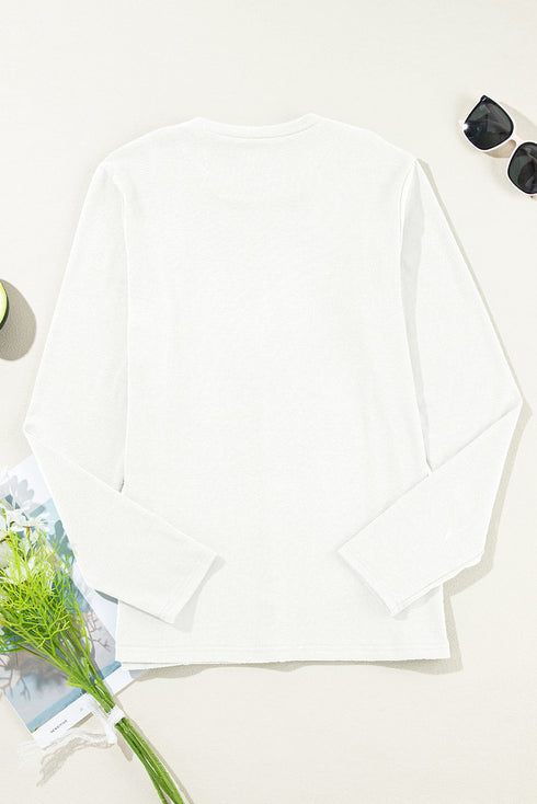 Exposed Seam Crew Neck Relaxed Pullover Long Sleeve Top