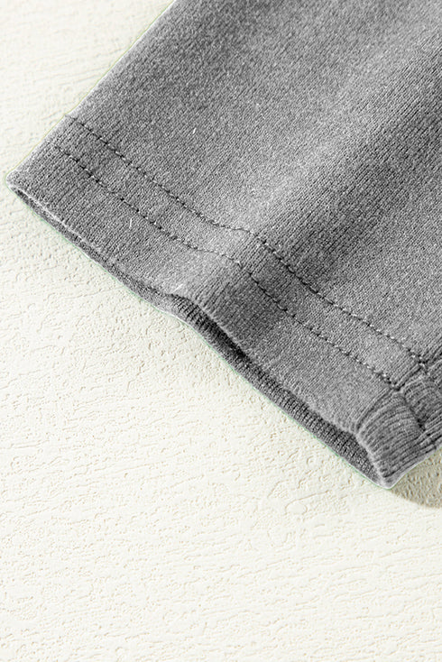 Exposed Seam Crew Neck Relaxed Pullover Long Sleeve Top