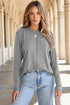 Exposed Seam Crew Neck Relaxed Pullover Long Sleeve Top