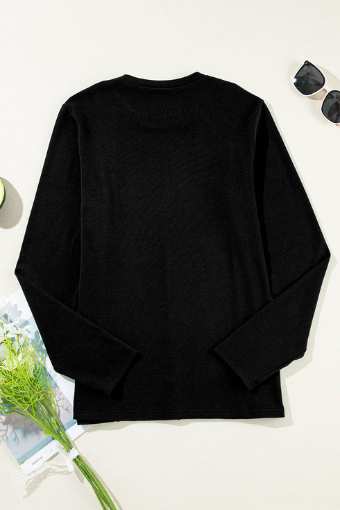 Exposed Seam Crew Neck Relaxed Pullover Long Sleeve Top