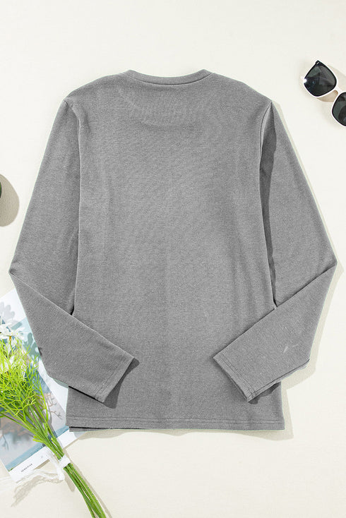 Exposed Seam Crew Neck Relaxed Pullover Long Sleeve Top