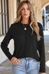 Exposed Seam Crew Neck Relaxed Pullover Long Sleeve Top