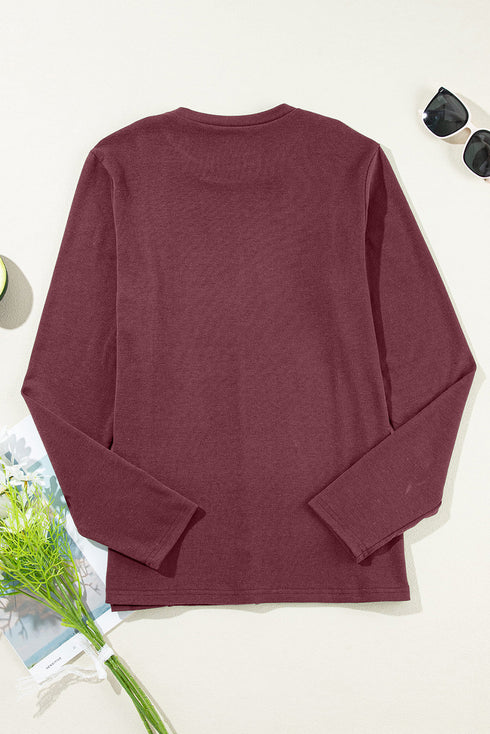 Exposed Seam Crew Neck Relaxed Pullover Long Sleeve Top