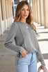 Exposed Seam Crew Neck Relaxed Pullover Long Sleeve Top
