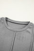 Exposed Seam Crew Neck Relaxed Pullover Long Sleeve Top
