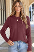 Exposed Seam Crew Neck Relaxed Pullover Long Sleeve Top