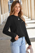 Exposed Seam Crew Neck Relaxed Pullover Long Sleeve Top