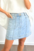 Exposed Seam Detail A Line Denim Mini Skirt
