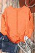 Exposed Seam Detail High Low Raw Hem Sweatshirt