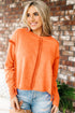 Exposed Seam Detail High Low Raw Hem Sweatshirt
