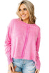 Exposed Seam Detail High Low Raw Hem Sweatshirt