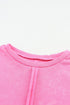Exposed Seam Detail High Low Raw Hem Sweatshirt