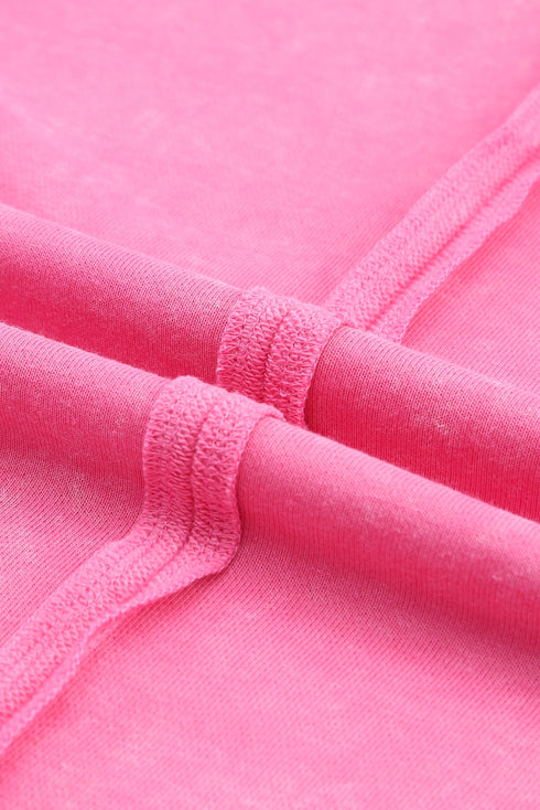 Exposed Seam Detail High Low Raw Hem Sweatshirt