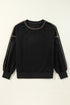 Exposed Seam Detail Long Sleeve Pullover Sweatshirt
