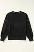 Exposed Seam Detail Long Sleeve Pullover Sweatshirt