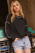 Exposed Seam Detail Long Sleeve Pullover Sweatshirt
