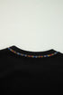 Exposed Seam Detail Long Sleeve Pullover Sweatshirt