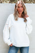 Exposed Seam Detail Long Sleeve Pullover Sweatshirt