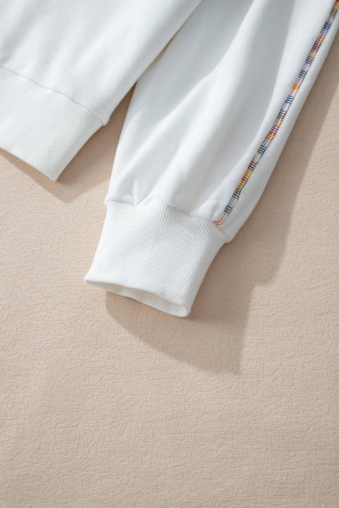 Exposed Seam Detail Long Sleeve Pullover Sweatshirt