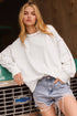 Exposed Seam Detail Long Sleeve Pullover Sweatshirt