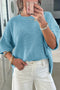 Exposed Seam Detail Loose Knit Short Sleeve Sweater