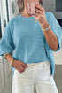 Exposed Seam Detail Loose Knit Short Sleeve Sweater