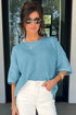 Exposed Seam Detail Loose Knit Short Sleeve Sweater