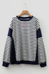 Exposed Seam Detail Patchwork Stripe Pullover Sweatshirt