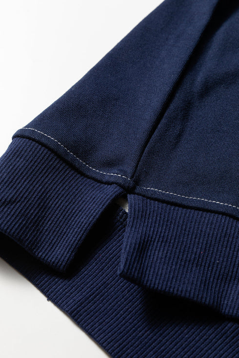 Exposed Seam Detail Patchwork Stripe Pullover Sweatshirt