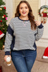 Exposed Seam Detail Patchwork Stripe Pullover Sweatshirt