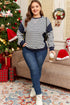 Exposed Seam Detail Patchwork Stripe Pullover Sweatshirt
