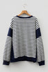 Exposed Seam Detail Patchwork Stripe Pullover Sweatshirt
