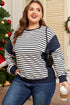 Exposed Seam Detail Patchwork Stripe Pullover Sweatshirt
