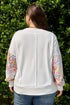 Exposed Seam Dot Floral Patchwork Sleeve Plus Size Sweatshirt