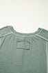 Exposed Seam Drop Shoulder Patchwork Henley Long Sleeve Top