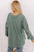 Exposed Seam Drop Shoulder Patchwork Henley Long Sleeve Top