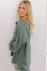 Exposed Seam Drop Shoulder Patchwork Henley Long Sleeve Top